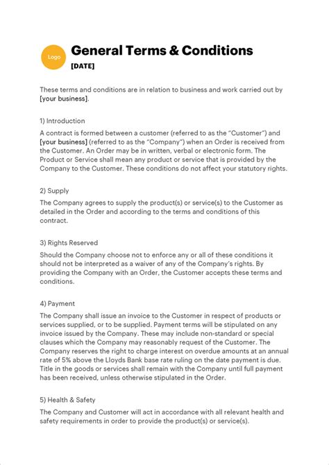 General Terms and Conditions for Customers .